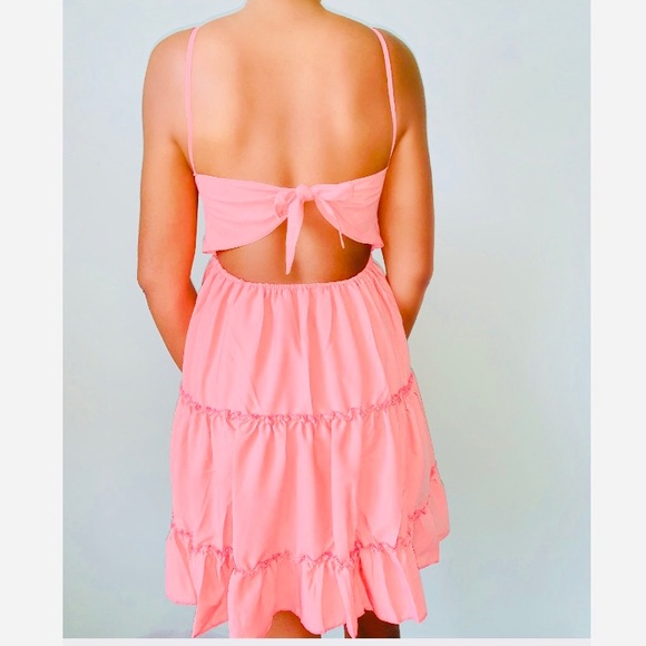 Sweet Threads V-Neck Sleeveless Flowy Dress Blush - Picture 3 of 8